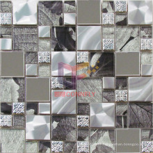 Leaf Pattern Crystal Mix Metal Mosaic (CFM858)